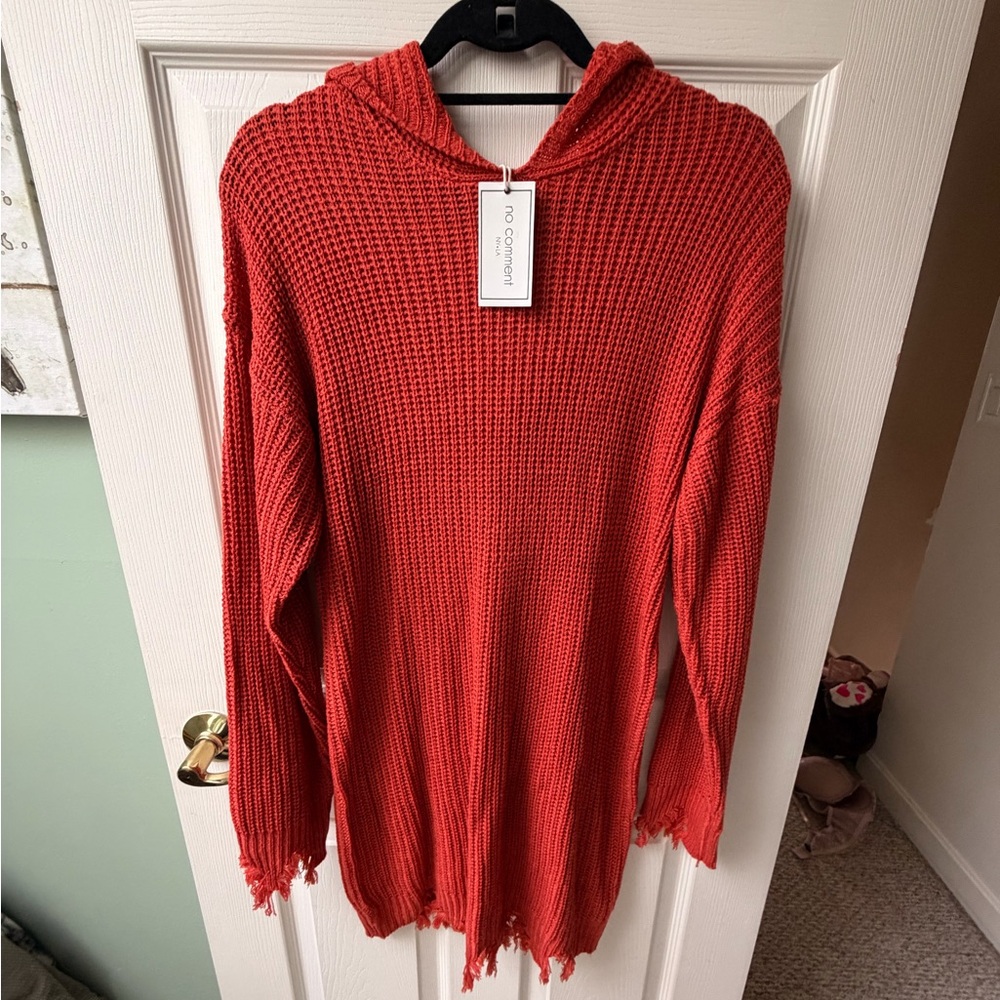 Women's Red Hooded Sweater